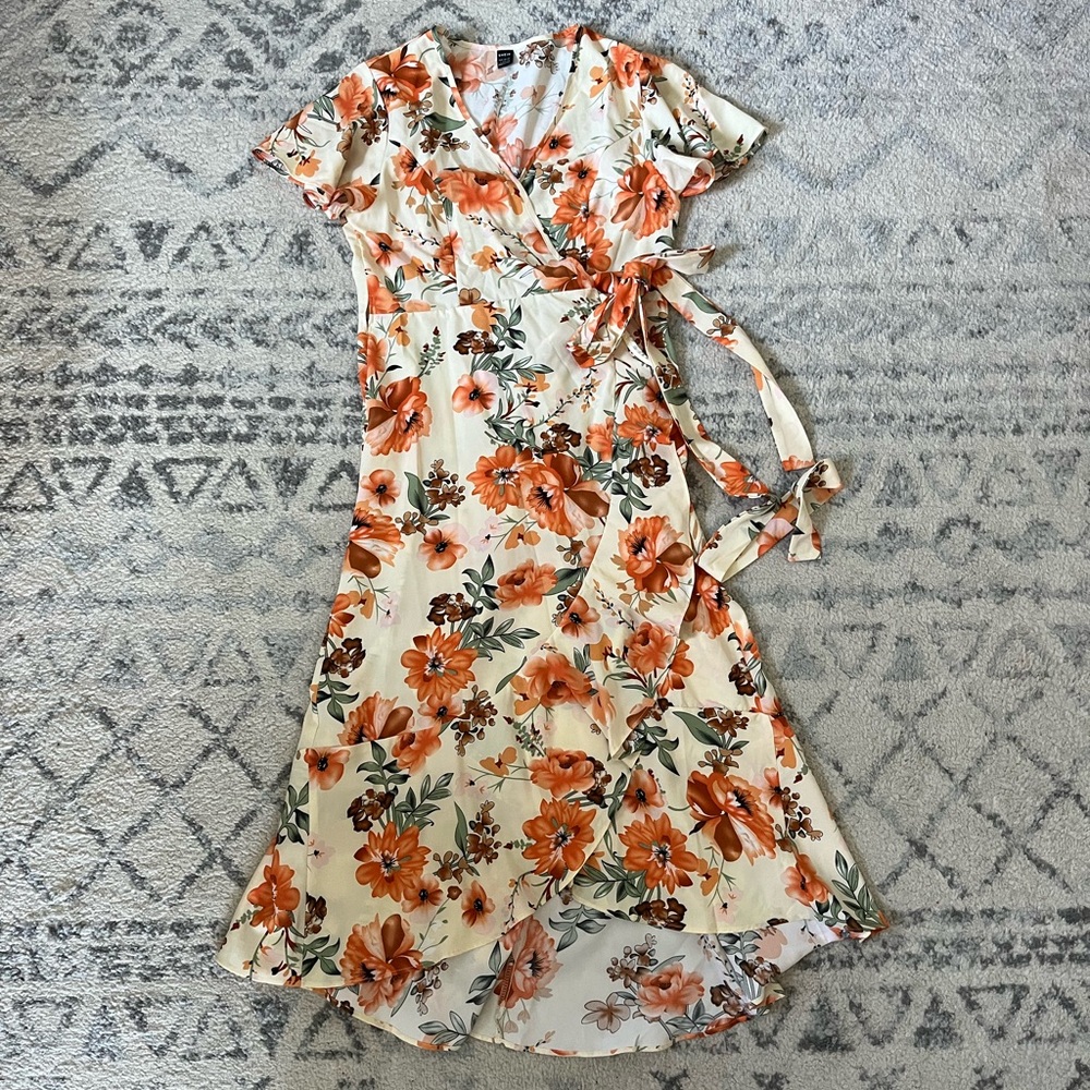 Summer Floral Wrap Dress, Size Large
